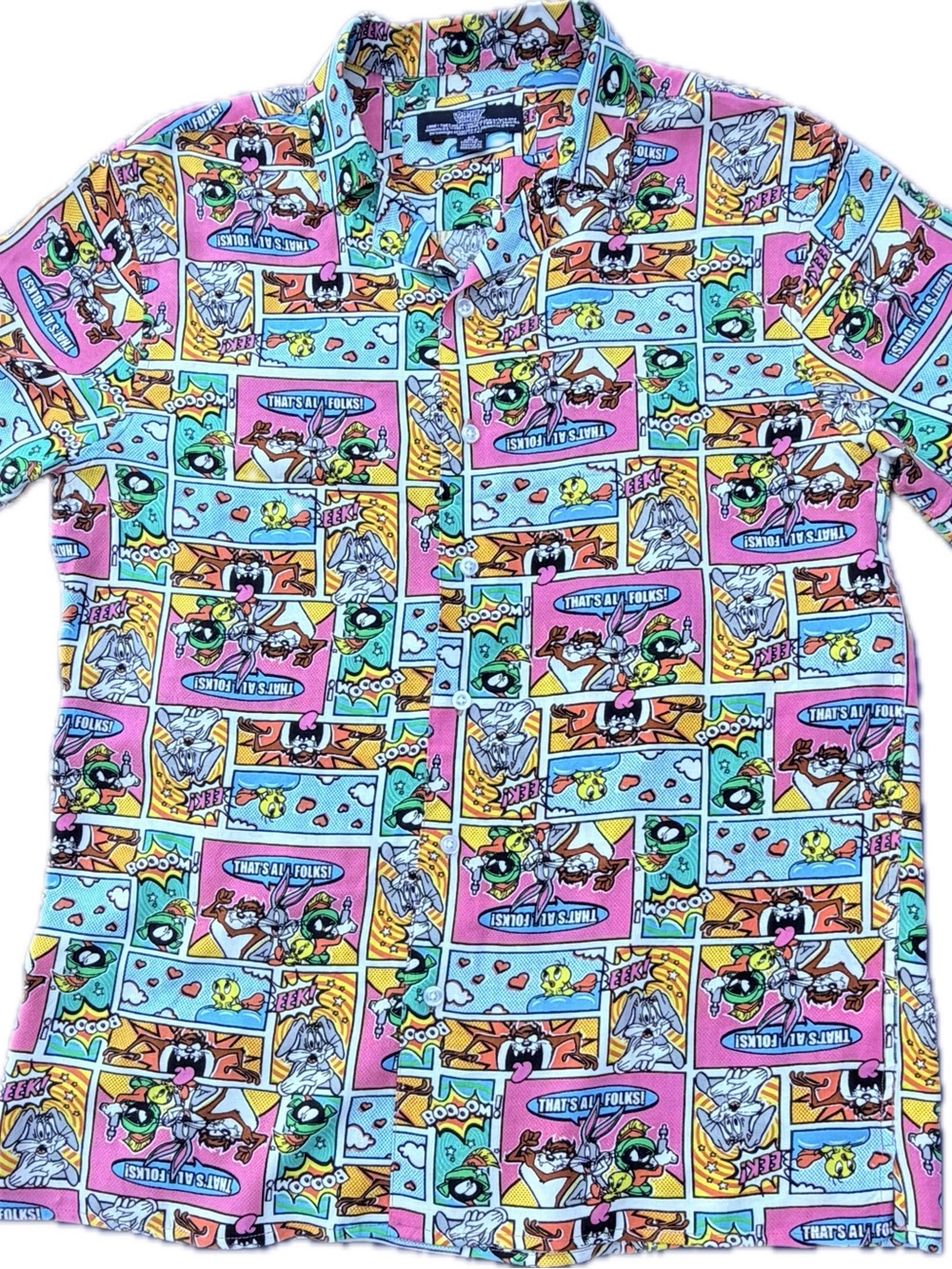 Looney Tunes Graphic Casual Button-Down Shirt - Multicolor